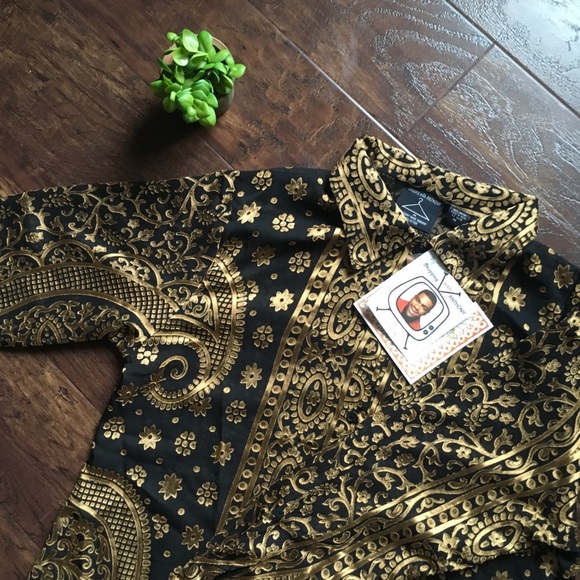 Vintage Tops - [Anthony Hankins] NEW Vintage Sheer 90s Gold Fancy